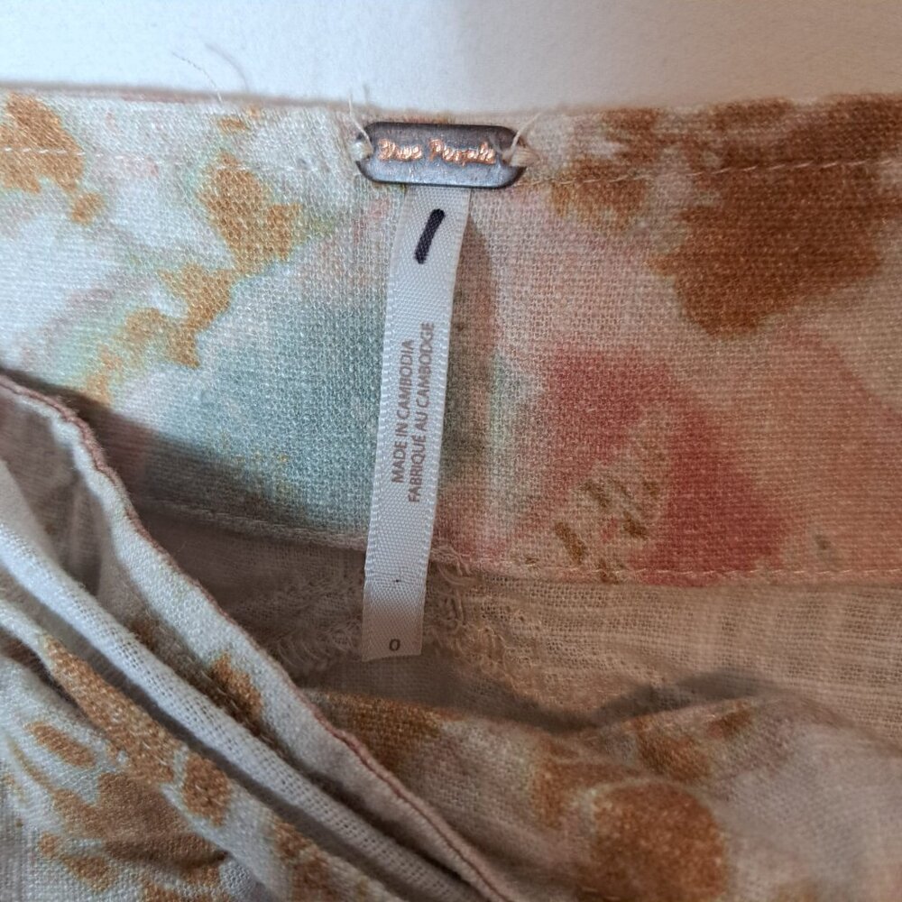 NWOT Free People Sweet As Beach Linen Mini Skirt Size 0 Color Neutral Combo - Picture 11 of 15